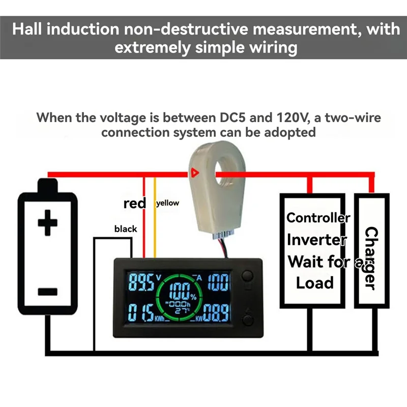 A02F-Color Screen Bluetooth Hall Coulomb Meter Battery Power Display Electric Car RV Voltage Current Power 400A Qme