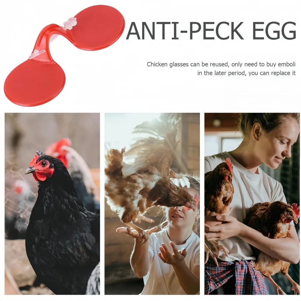 Red Chicken Glasses Plastic Peck-resistant Hair Glasses with Bolt Poultry Safety Protection Goggles Chicken Accessories Qme