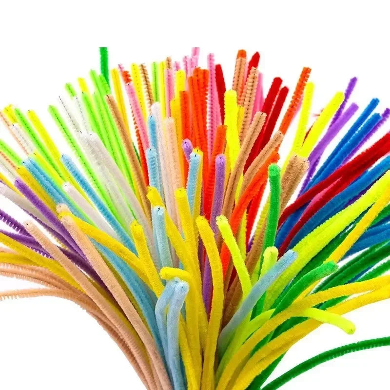 100/200/300PCS Colorful Chenille Stems DIY Wired Twist Stick Hair Strip Kids Handmade Educational Toys Qme