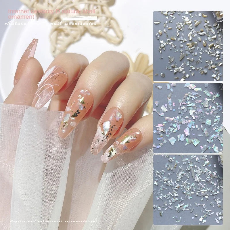1 Box Shell Nail Art Deco Irregular 3D Gem Glitter Decal DIY Qme