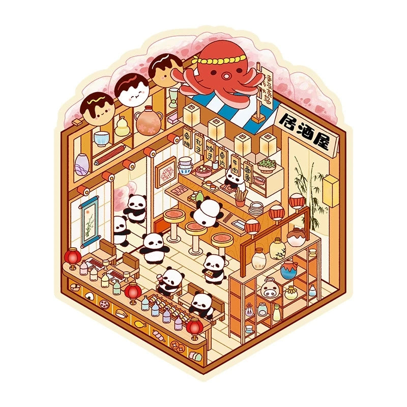 DIY 3D Landscaping Stickers Miniature Scene Cabin Scene Stacking Pasting Hand Account Cute Gift for Kid Child Qme
