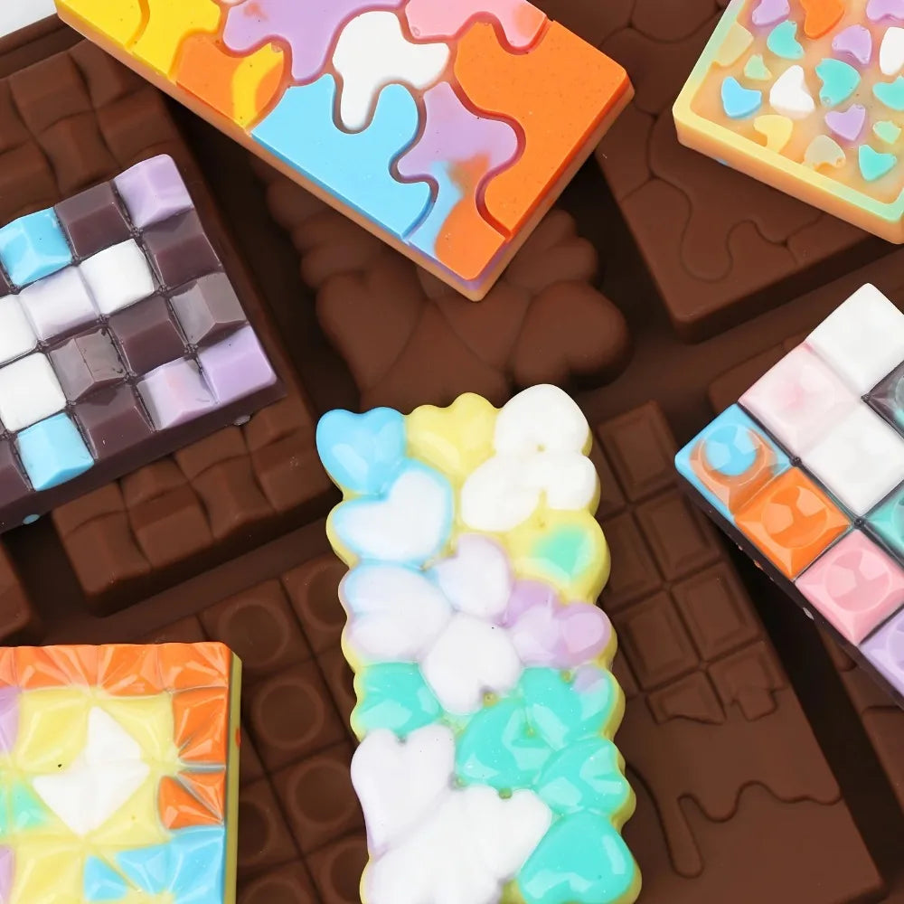 12-Cavity 3D Silicone Chocolate Bar Mold Essential Bakeware Baking Qme