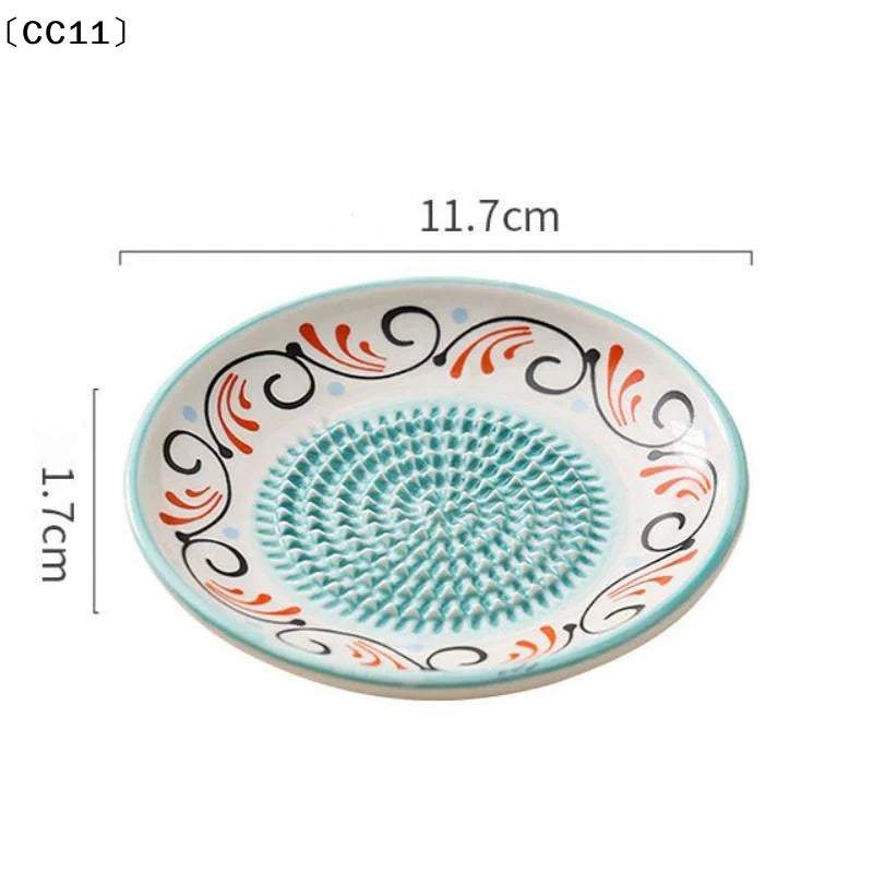 2-in-1 Ceramic Ginger Grater Round Plate Garlic Vegetable Grinding Qme
