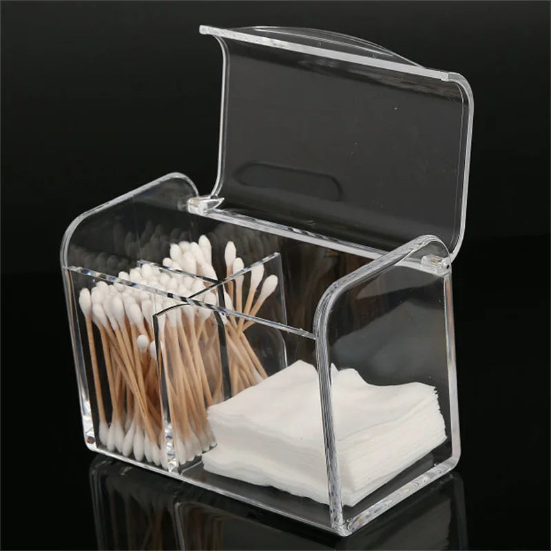 Swabs Storage Containers Lid Transparent Cotton Swab Holder Dustproof Qme