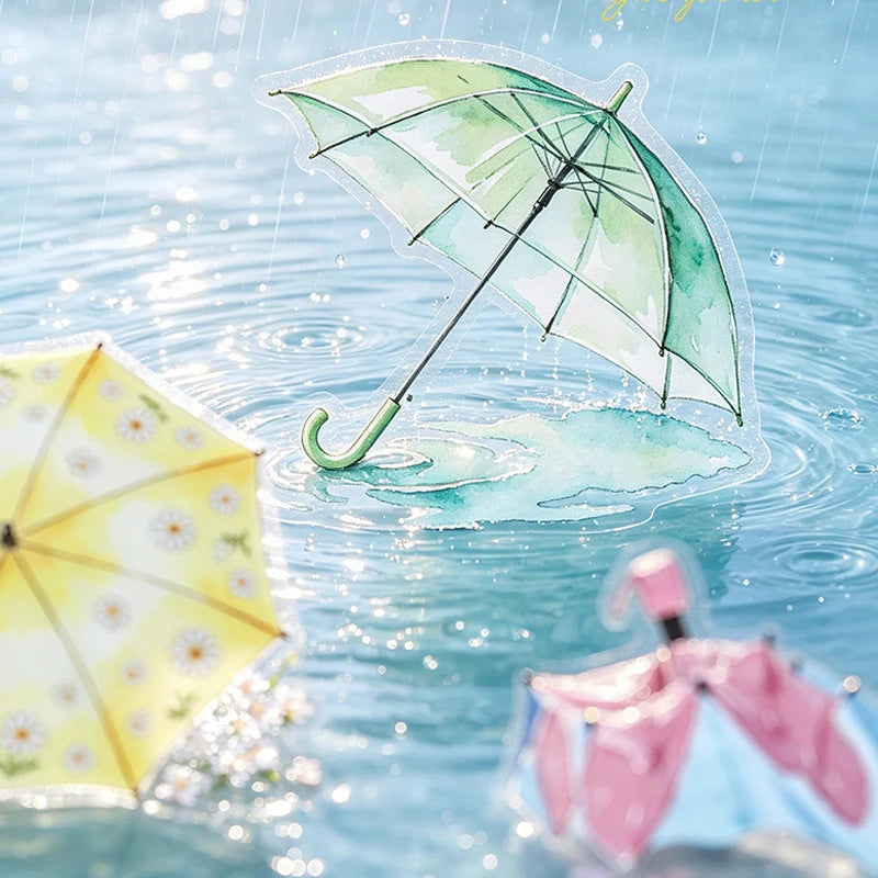 Spring Floral Umbrella Die-cut Stickers, Rainy Themed Journal Collage Supplies, Decorative Stickers for Cups, Greeting Cards Qme