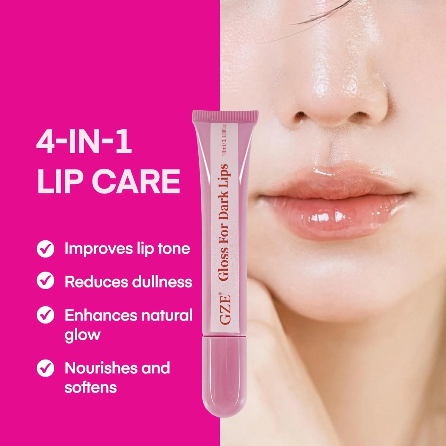 GZE Lip Lightening for Dark Lips: for Smokers, Dry or Uneven-Toned Lips – Restores Natural Look & Moisture Nude, Pink Qme