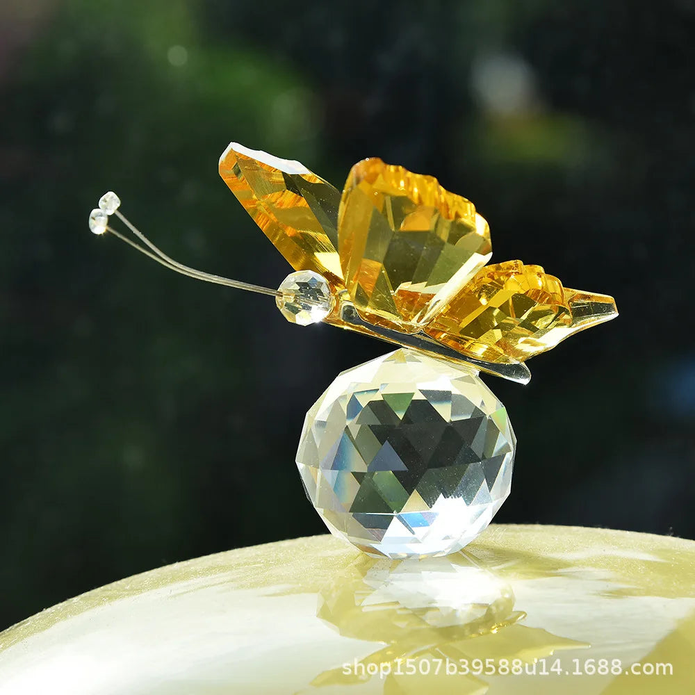 3D Butterfly Crystal Figurine Creative Souvenir Desktop Ornament Home Qme