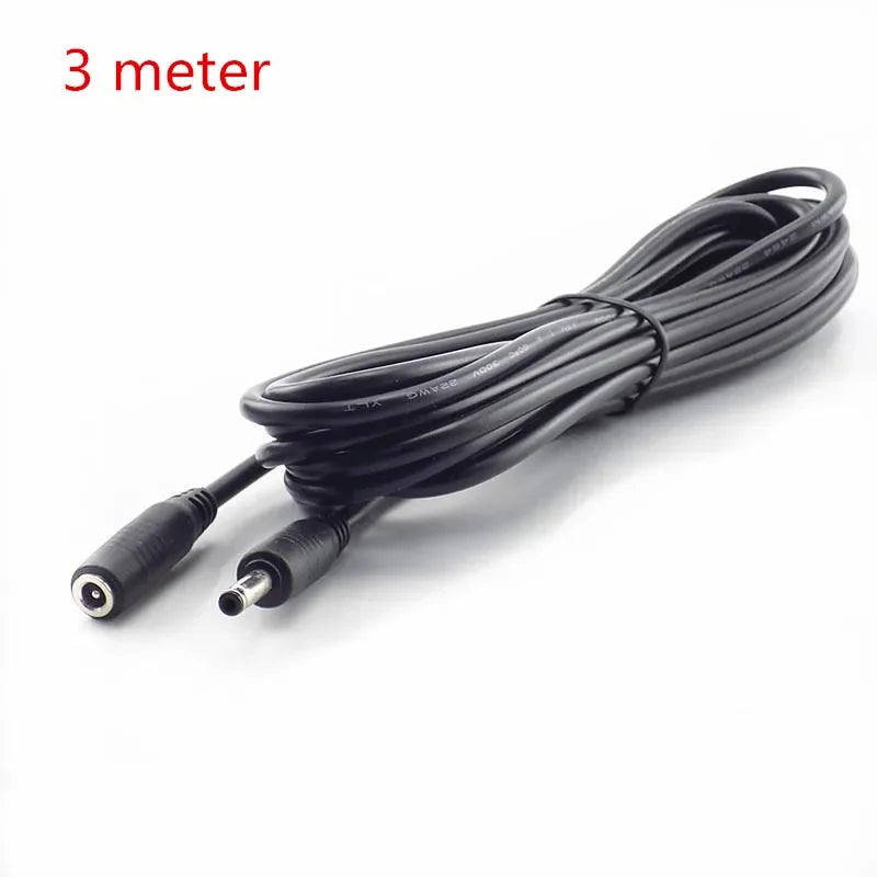 DC Extension Cable 1M 1.5M 3M 5M 3.5mm x 1.35mm Female to Male Plug for 5V 2A Power Adapter Cord Home CCTV Camera LED Strip Qme 3 meters