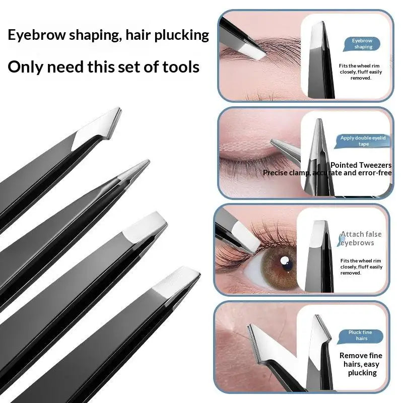 Durable Professional Stainless Steel Slanted Eyebrow Tweezers Qme