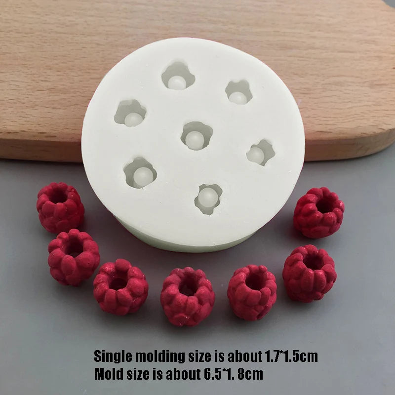 3D Blueberry Raspberry Shape Silicone Mold Sugar Craft Soap Baking Tools Cake Mould Chocolate Pastry DIY Kitchen Gadgets New Qme Raspberry 7 hole