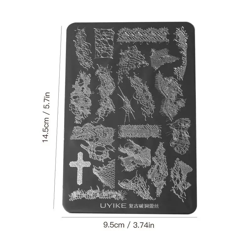 Lace Nail Art Stamping Transfer Tools Stainless Steel Stripes Qme