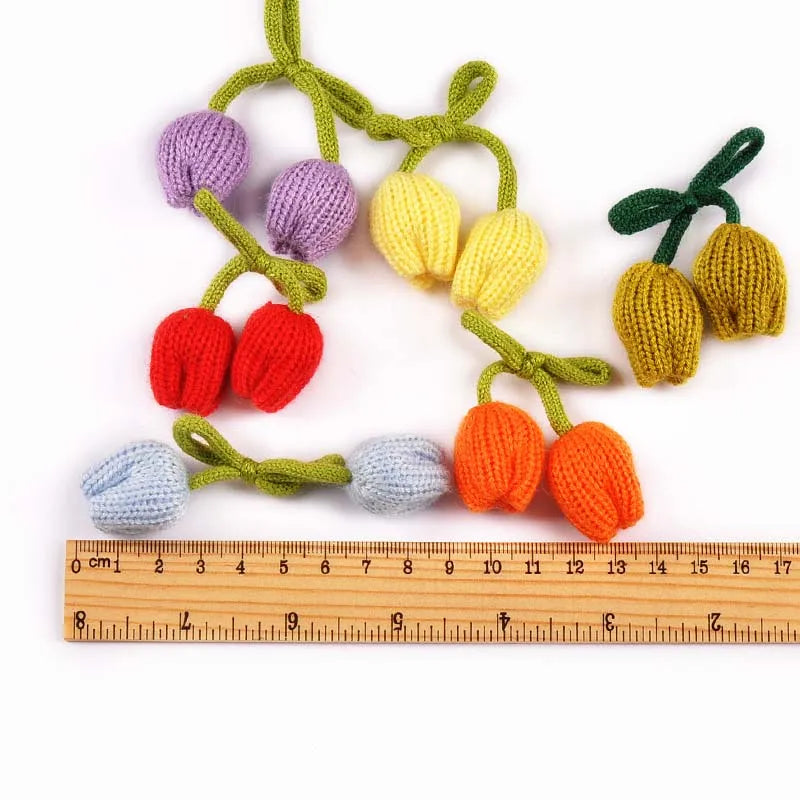 6pcs 50x50mm Tulip Knitting Flowers For DIY Hairband Pillows Bags Decorative 3D Flowers Clothing Accessories Without Gum cp3819 Qme