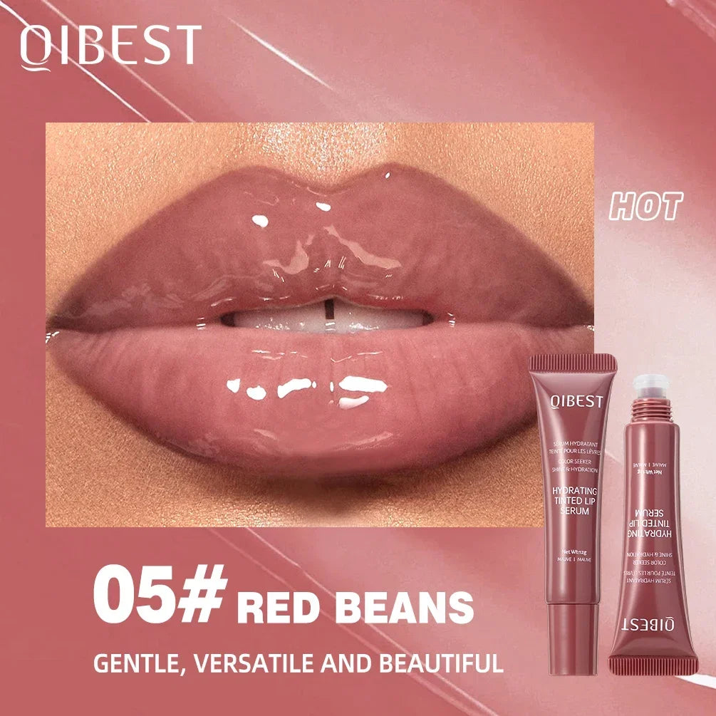 QIBEST Watery Crysta Lip Glaze Moisturizing Serum Brightening Lip Color Jelly Lip Gloss Glass Long Lasting Lip Oil Tint Cosmetic Qme 05
