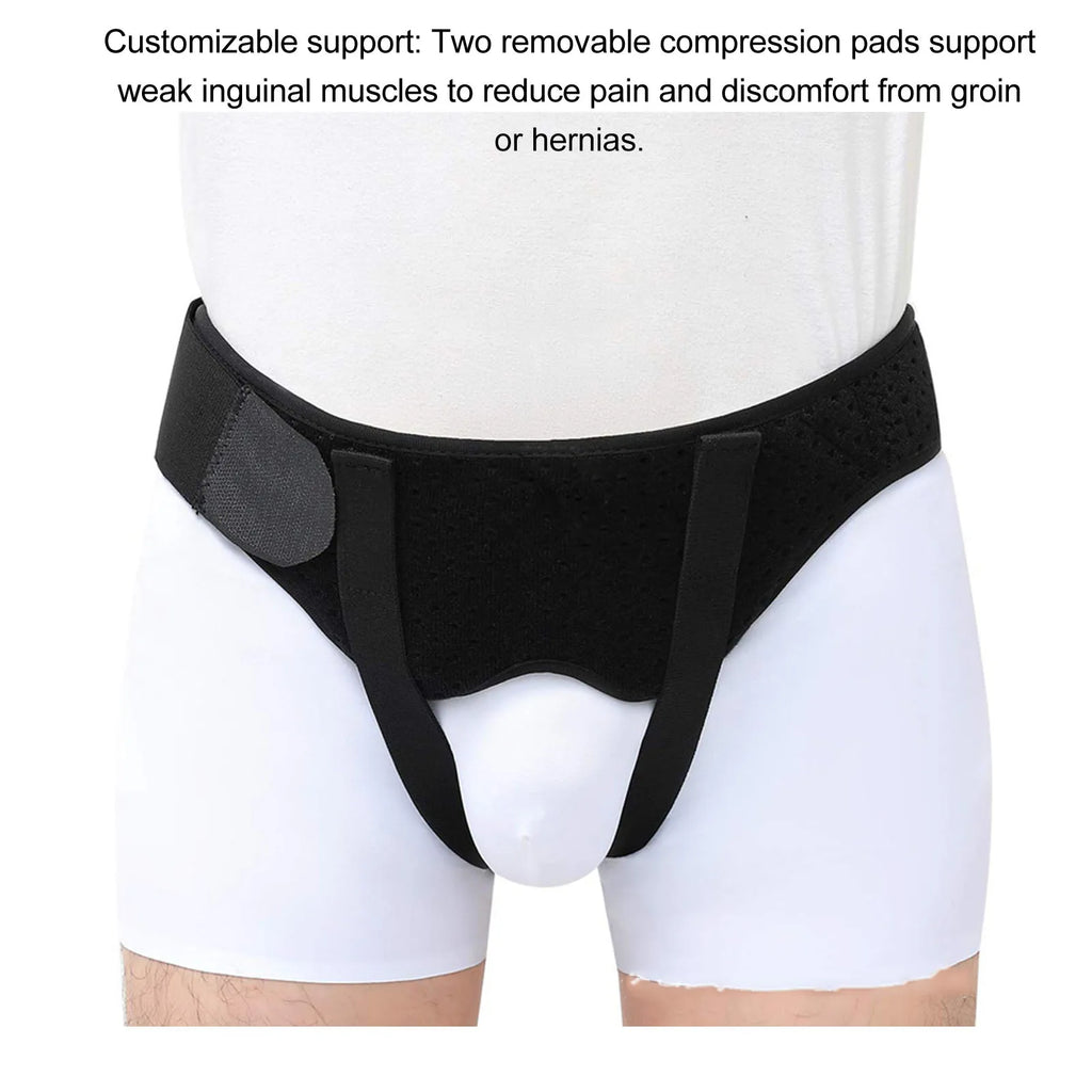 Men Inguinal Hernia Band Easy To Adjust Good Support PU Foam Pad Black Intestinal Hernia Fixing Belt Breathable for Body Care Qme