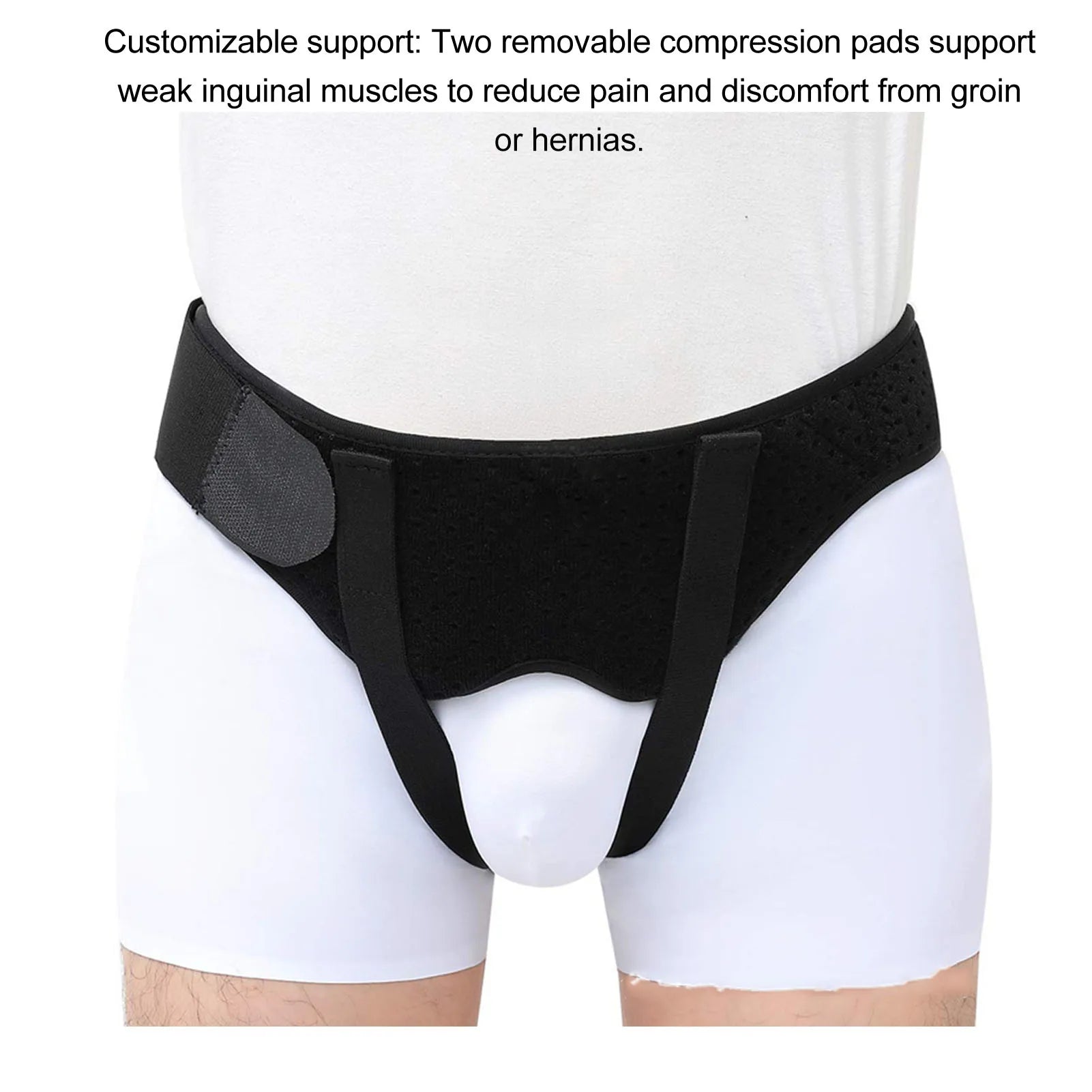 Men Inguinal Hernia Band Easy To Adjust Good Support PU Foam Pad Black Intestinal Hernia Fixing Belt Breathable for Body Care Qme