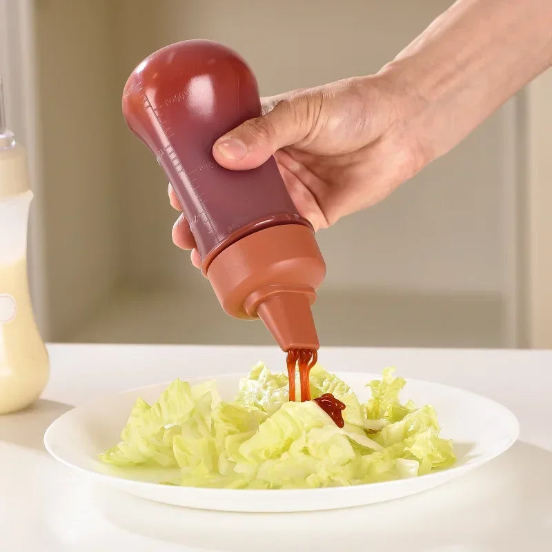 350ml Squeeze Condiment Bottles 5 Hole Sauce Squeeze Bottle With Clear Cover Kitchen Ketchup Mustard Sauce Olive Oil Bottles Qme
