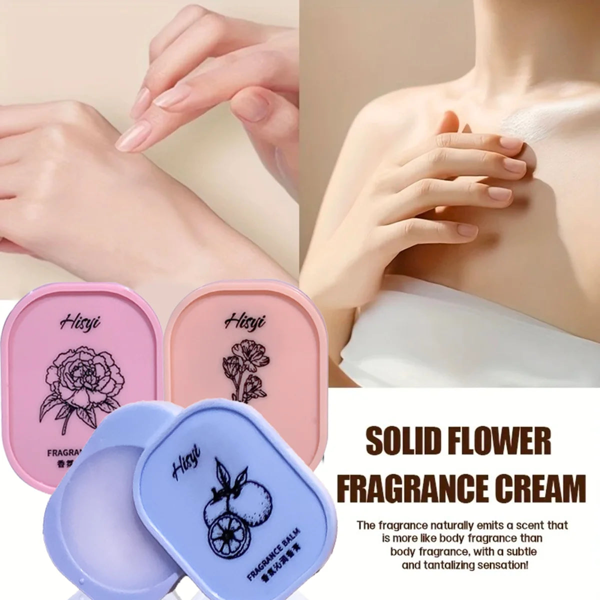HISYI Solid Perfume Balm Long-lasting Floral Scents Vegan Compact Qme