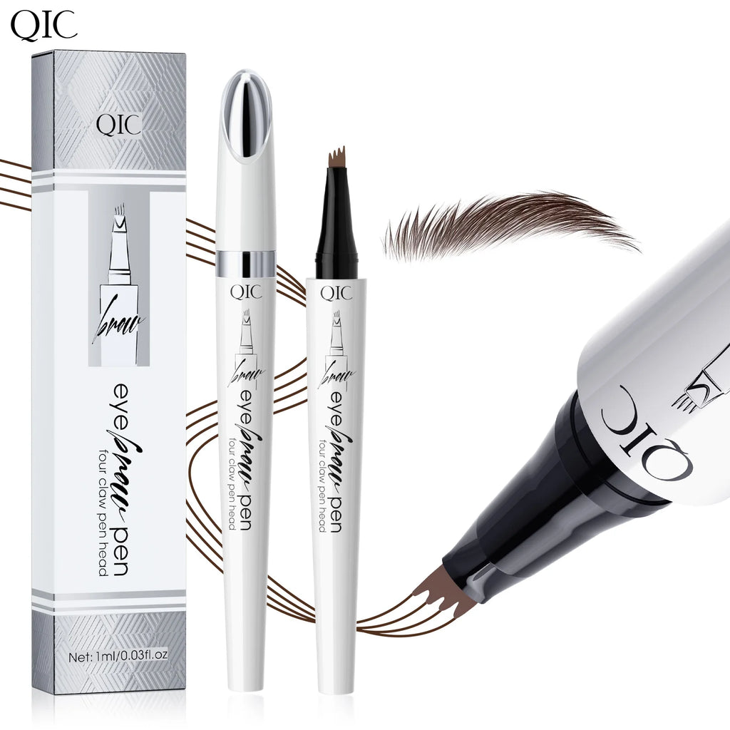 Four-pronged 4-tip liquid microblading brow pen, long-lasting, anti-smudge, waterproof sweatproof non-fading Qme