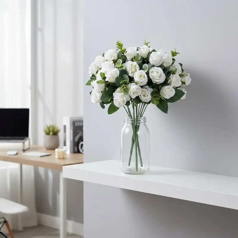 Artificial Silk Rose Bouquet - Add Timeless Beauty to Your Wedding, Home or Holiday Decor with These Lifelike Fake Roses Qme