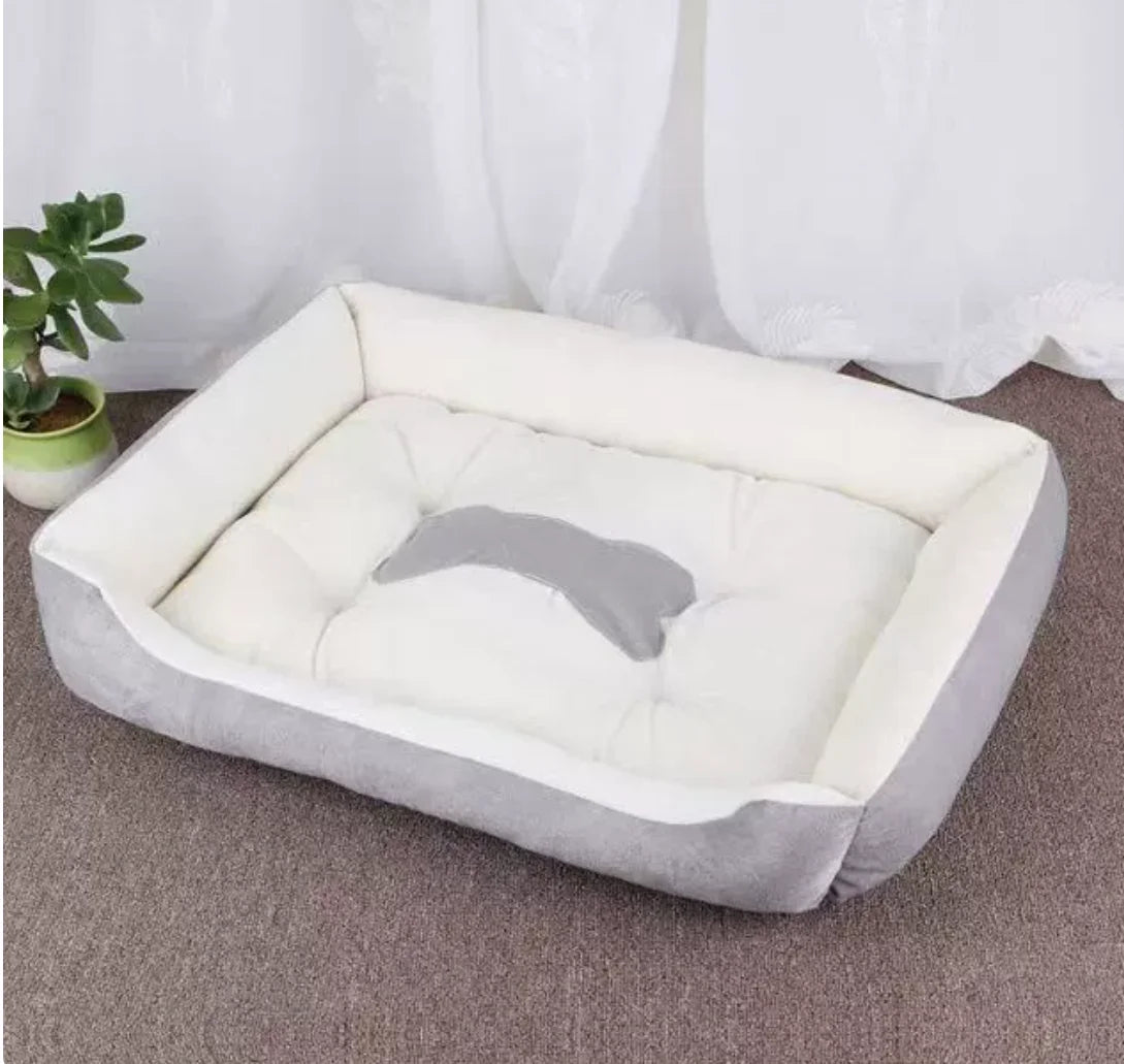 Classical Pet Mat Fashion Dog Kennel Bed House Breathable Cotton Soft Cat Nest Dog Warm Bed for Small Medium Dog Qme grey 90x70 cm