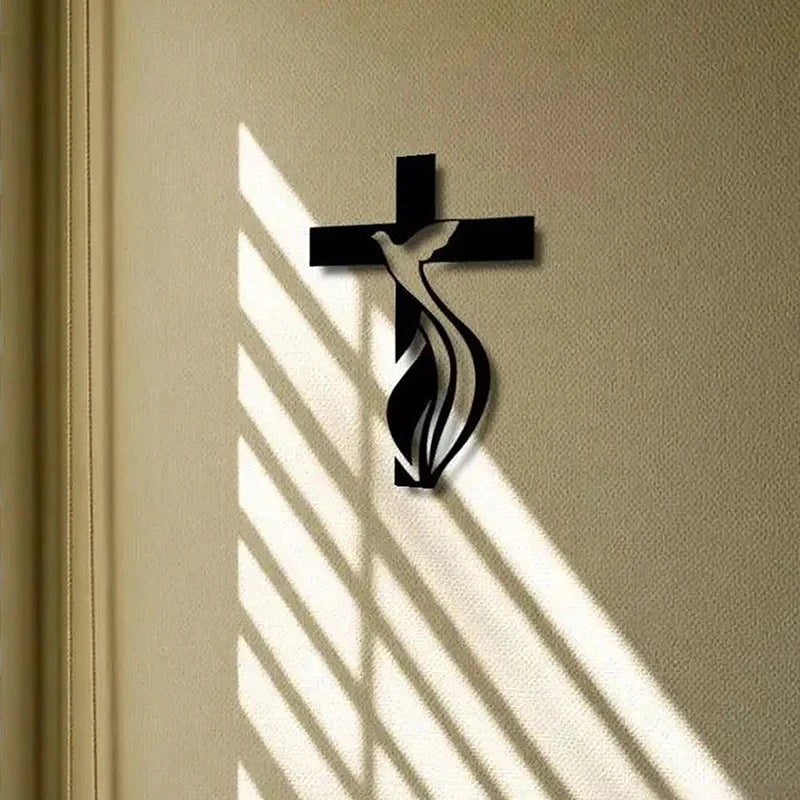 1PC Cross Art, Modern Religious Metal Wall Decor, Praying Hands Design, Easy To Hang, Perfect For Living Room And New Home Gifts Qme 3