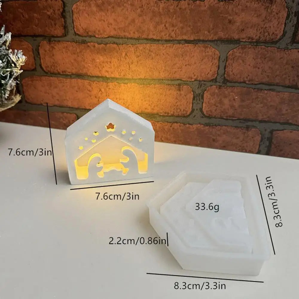 Nativity Scene Silicone Mold Jesus Tealight Holder Template Nativity Silicone Mold for Handmade Scented Candles Plaster Resin Qme as shown