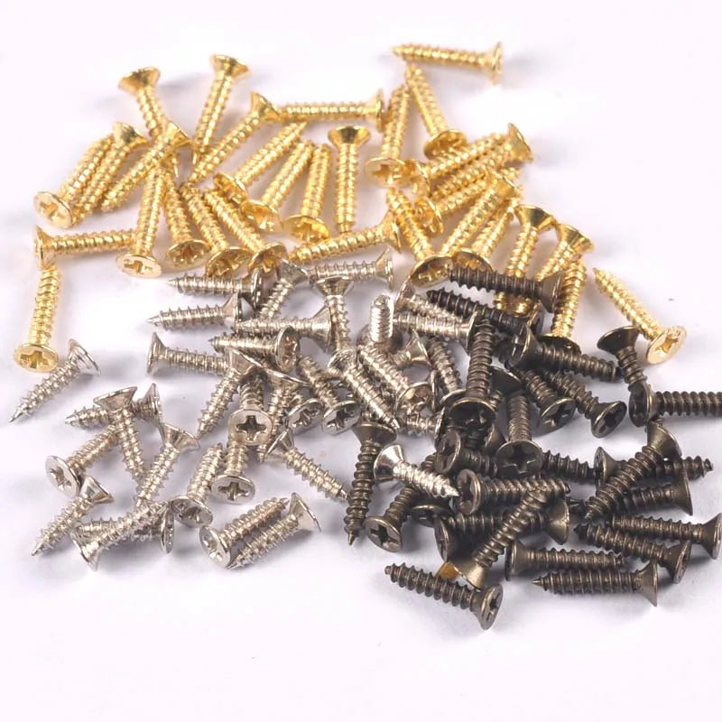 100Pcs Mini Flat Head Screw For Wooden Box Hardware Accessories Carpenter's Furniture Wood Working Bronze/silver/golden Screws Qme random mix 2x8mm