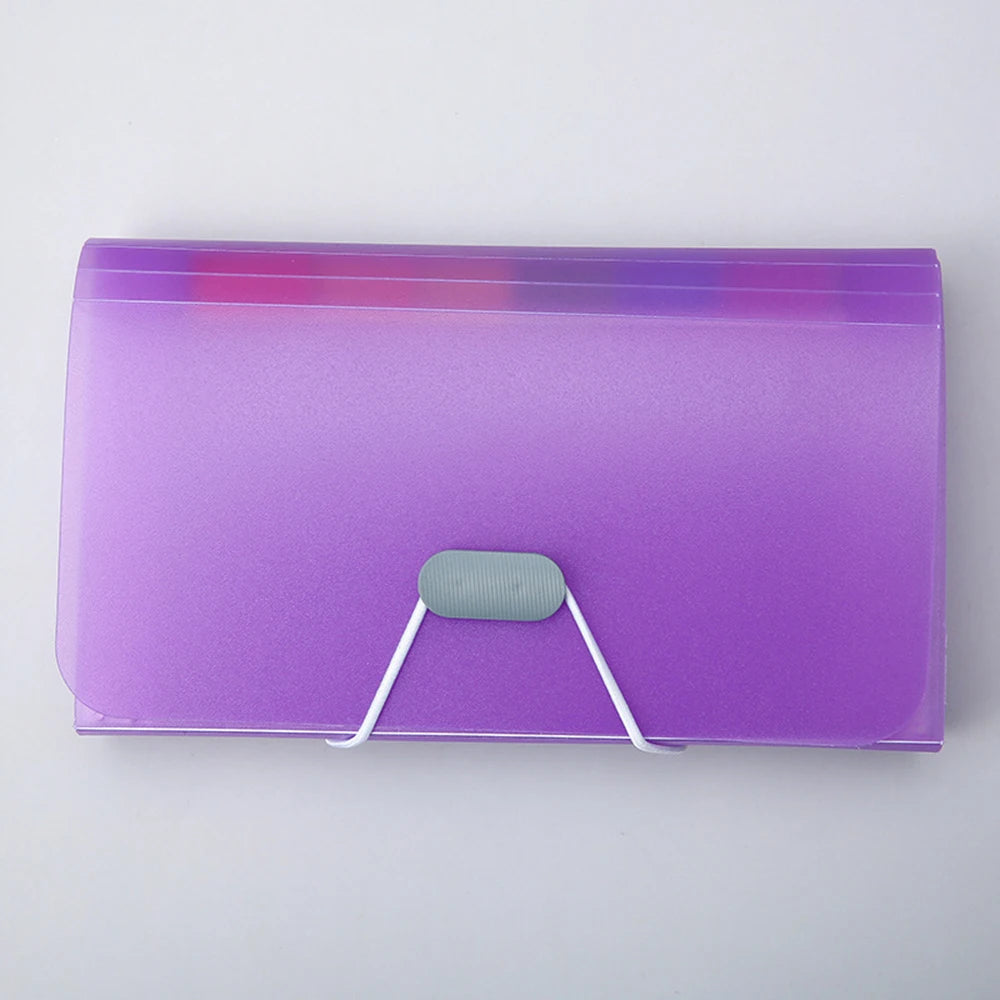 13 Grid A6 Mini Organ Bag For Office Document Storage, Candy Colored Bill Folder, Transparent Folder Qme Purple