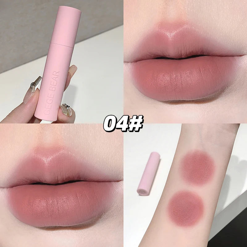 Dark Brown Matte Velvet Lip Mud Gloss Gege Bear Lipstick Non-stick Qme GX1382-04