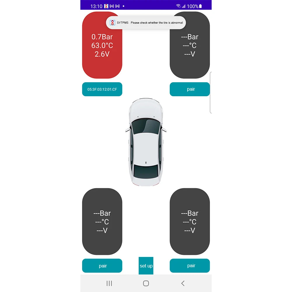Bluetooth-compatible Tire Pressure Monitor System Mobile Phone Display Auto Motorcycle Tire Pressure Detection Qme