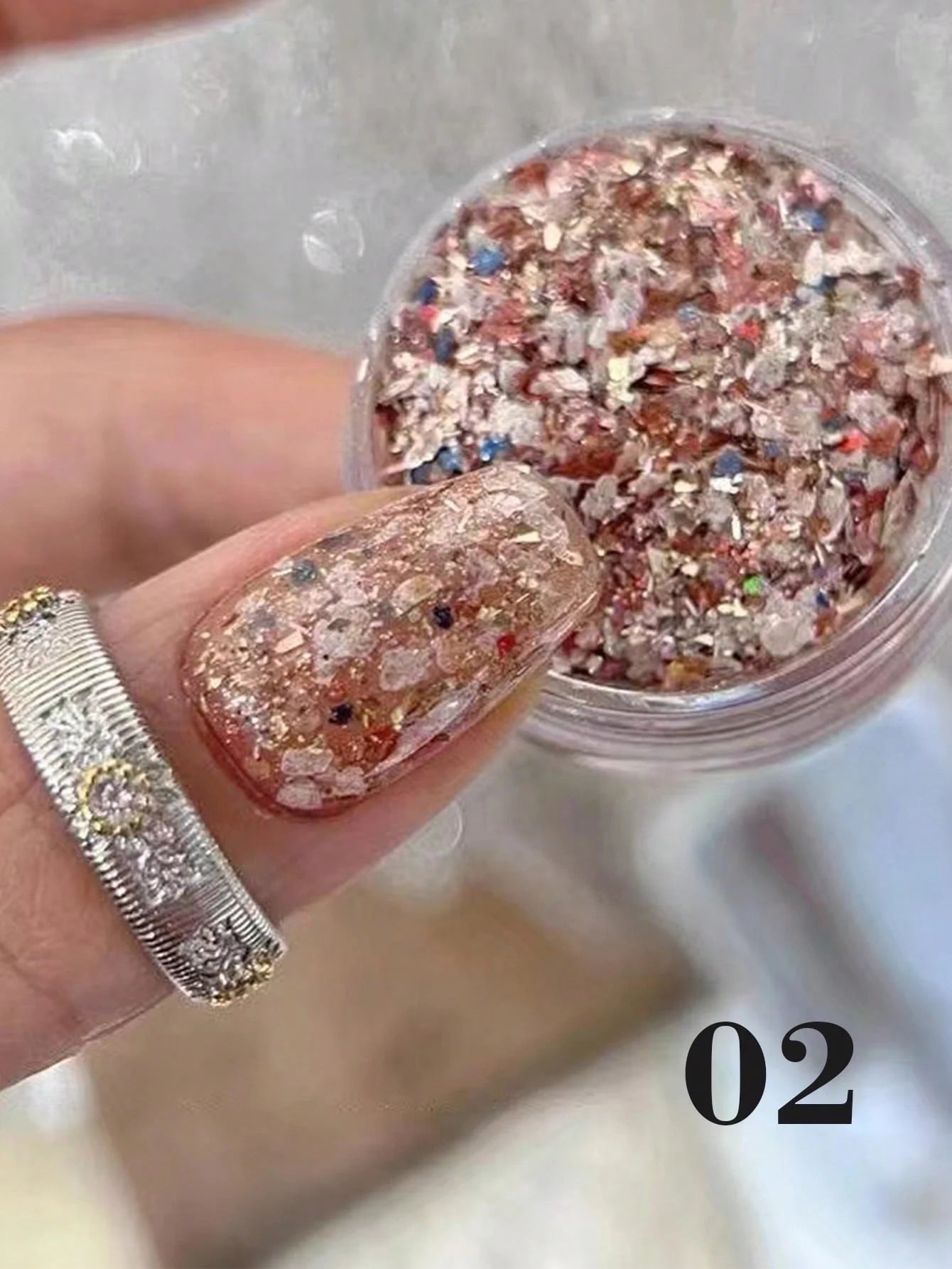 1box Colorful Chips Bh Bay Chips, Shell Chips For Nail Art, Colorful Chips, White Gold Foil Decor & Rhinestone Accessory DIY Nai Qme pink