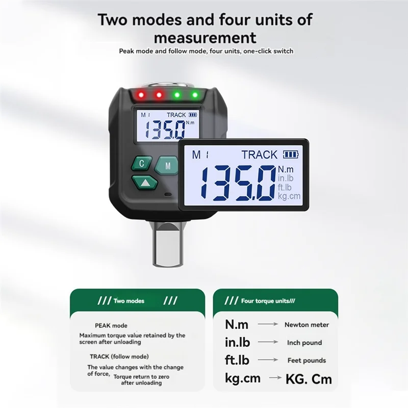 A02F-Digital Torque Adapter, 7.38-147.5 Ft.Lb/10-200 N.M, Electronic Torque Wrench Converter With ±2% Accuracy For Bike Moto Qme Photo Color