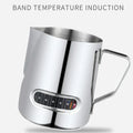 350mL Stainless Steel Milk Frothing Pitcher Temperature Display Milk Frother Pitcher Jug Cup for Latte Art Barista Kitchen Qme 350ml