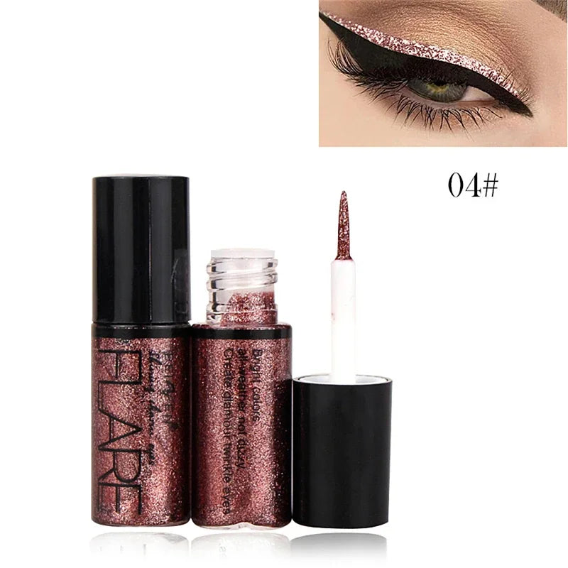 New Professional Shiny Eye Liners Cosmetics for Women Pigment Silver Rose Gold Color Liquid Glitter Eyeliner Cheap Makeup Qme 04