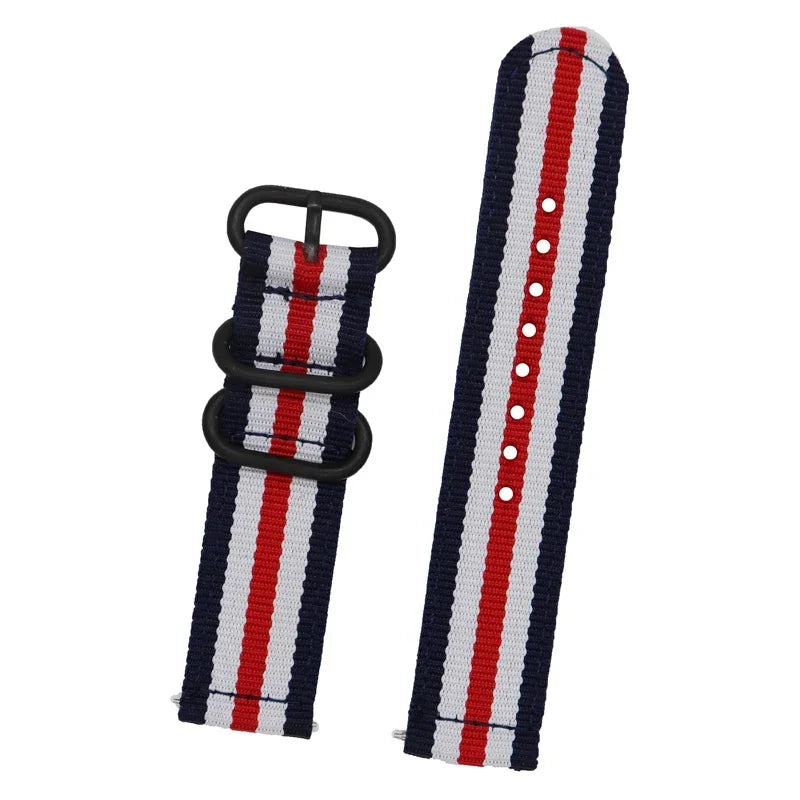 18mm 20mm 22mm 24mm Nylon Fabric Watch Bands Sport Strap For Samsung Galaxy Watch 3 Band Bands Amazfit GTR GTS Huawei GT2 Qme 5 stripe 24mm