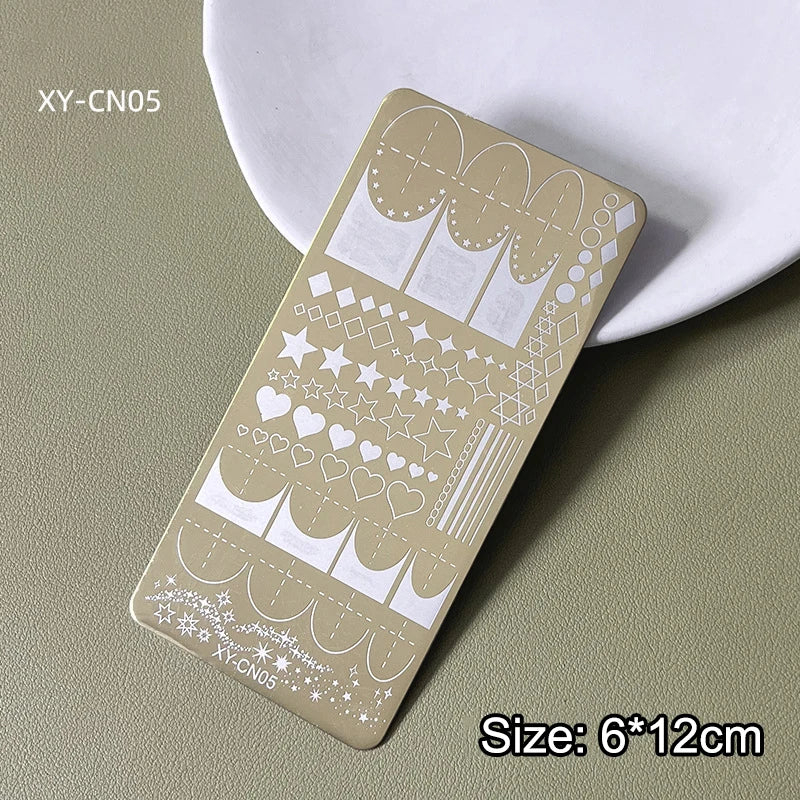 12x6cm Golden Rectangular Nail Stamping Plate Bowknot Butterfly Qme 5