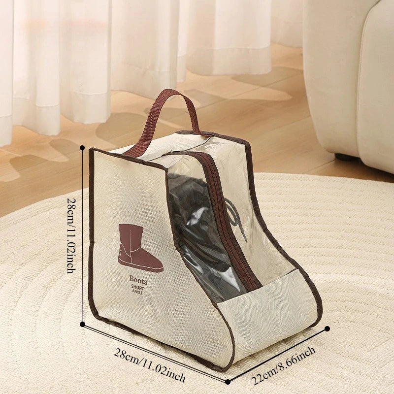 Boot storage bag with handle - suitable for flat shoes, ankle boots, and high top shoes - travel shoe storage bag, home Qme