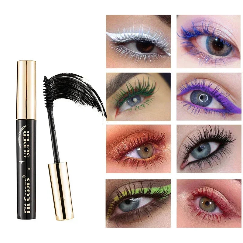 Color Mascara 14 Thick Curl Waterproof Non-smudding Natural Long Lasting Blue White Green Pink Black Eye Makeup Qme