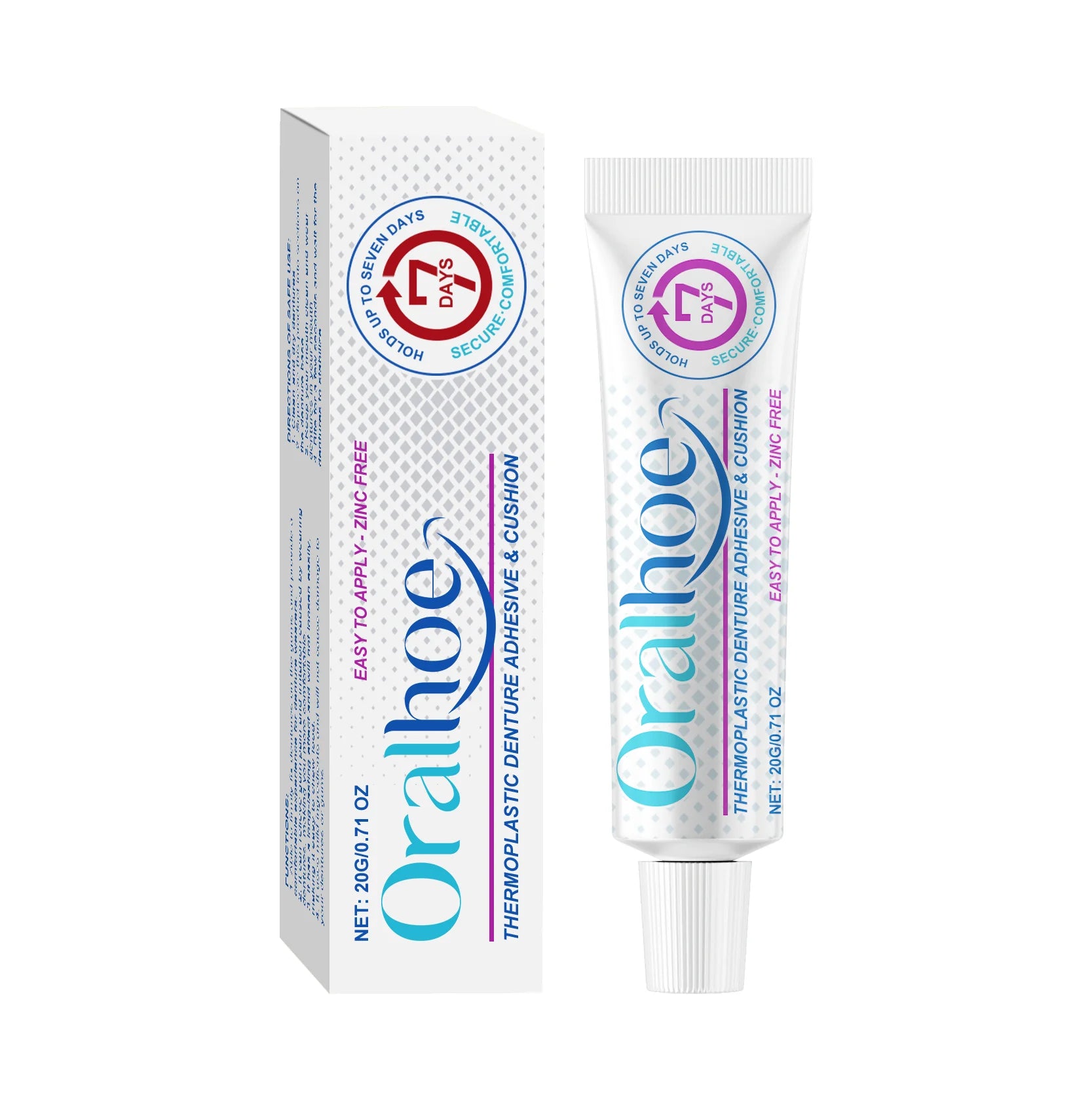 Oralhoe Denture Adhesive Cream Particularly Sturdy False Teeth Glue for Dentures Fixing Prevent Loosen Temporary Dental Adhesive Qme 20g Boxed