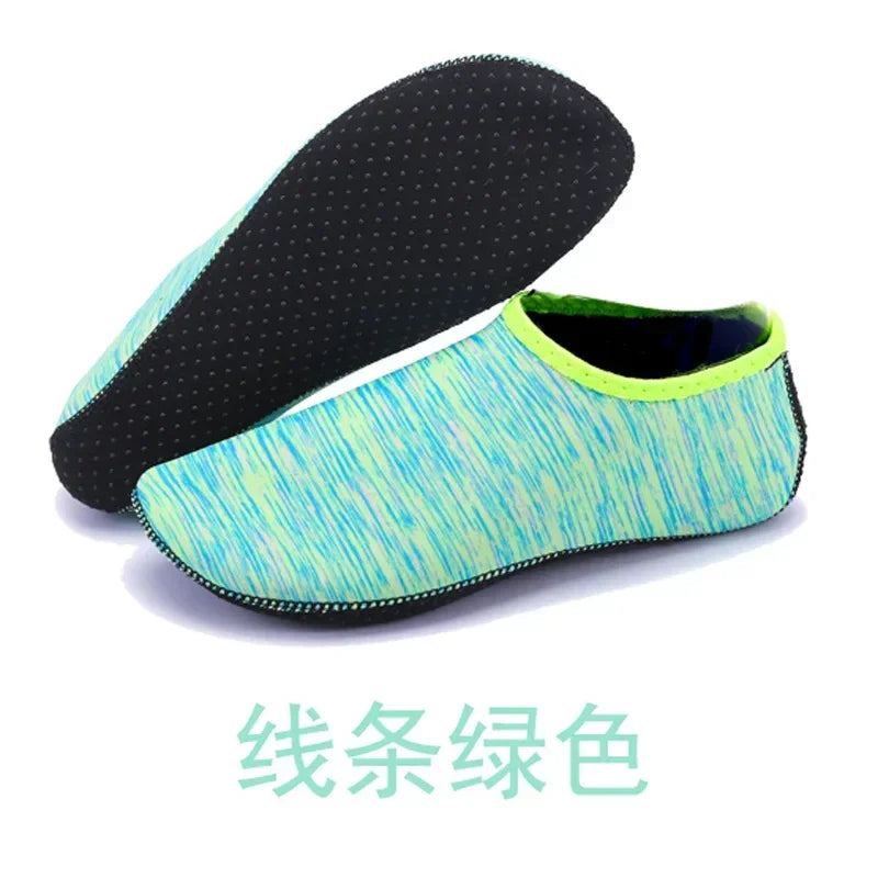 Non-slip Unisex Water Shoes Swimming Diving Socks Summer Aqua Beach Qme B-Line Green M (36-37 )