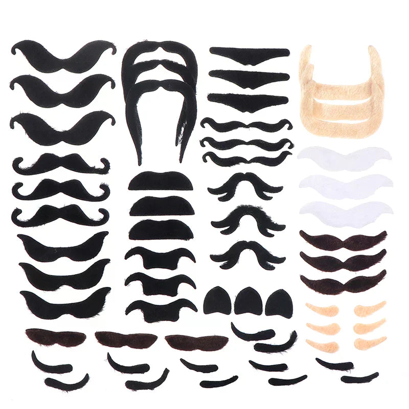 48Pcs Funny Costume Mustache Pirate Halloween Fake Beard Whisker Party Supplies. Qme