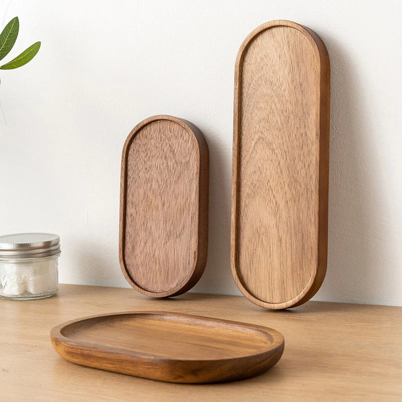 Japanese Tableware Wooden Plate Beech Oval Tray Mini Solid Wood Small Plate Children's Whole Wooden Plate Wooden Plate Qme