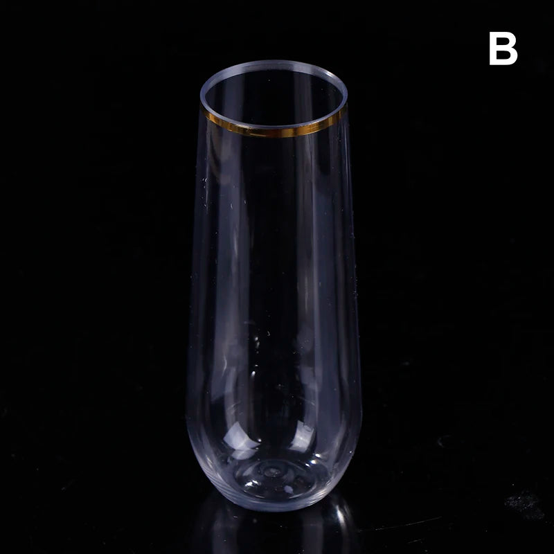 9 Plastic Champagne Flutes Stemless Glasses Toasting Drinkware Party Qme B