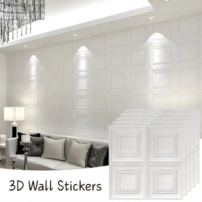 70 Anti Collision Waterproof Wallpaper Wall Sticker Self Adhesive Qme white 70cmx70cm 10pcs