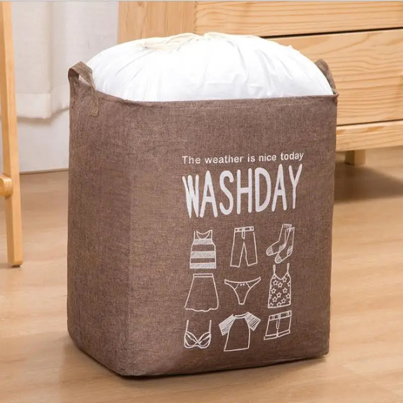 Laundry Basket Foldable Waterproof Drawstring Cover Home Organizer Dirty Clothes Storage Bag Large Laundry Bucket For Home Use Qme Coffee