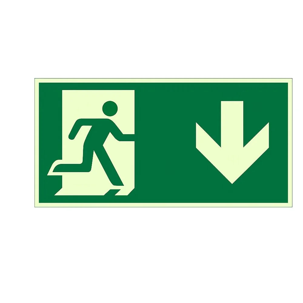 1 Luminous Exit Sign - Emergency Evacuation Safety Wall Decal, Photoluminescent Fire Evacuation Indicator with Green Border and Qme