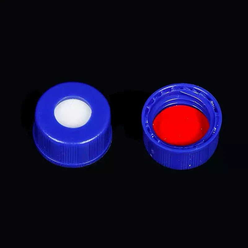 Blue Open-topped Polypropylene Cap Plastic Septa 9 Mm For Chromatography Vial 2 Ml Replacement Qme