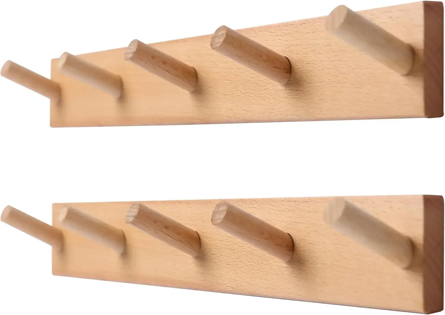Natural Wood Wall Mounted Coat Rack, Multi-hook Hanger for Clothes & Bags Qme