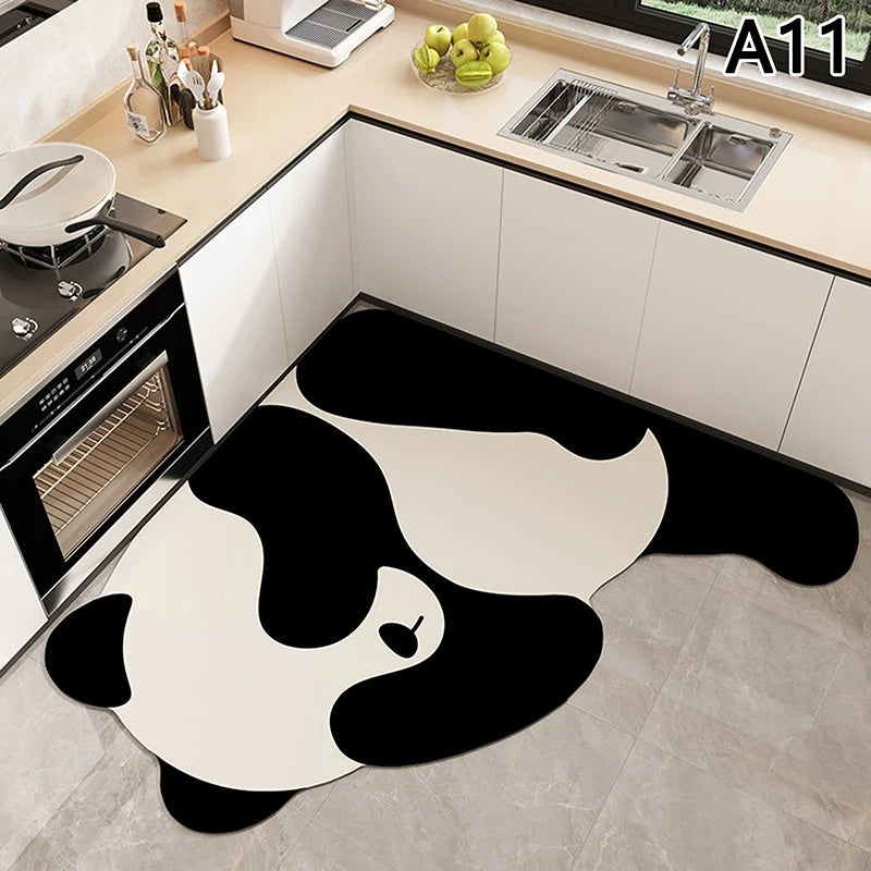 L-shape Absorbent Kitchen Floor Mat Long Diatomite Rug Soft Washable Qme A11
