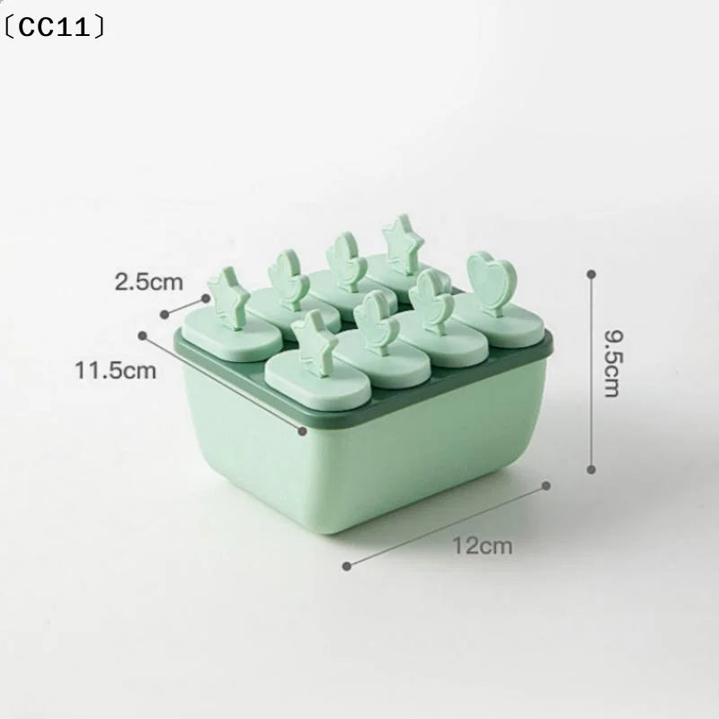 8 Hole Plastic Ice Cream Mold Reusable Stick Chocolate Dessert Easy Qme
